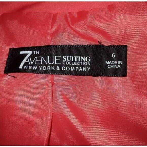 NEW YORK & COMPANY 7TH AVENUE PINK/CORAL BLAZER SZ.6 EUC. - Picture 8 of 8